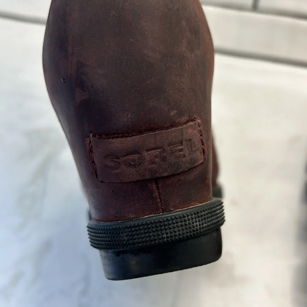 SOREL LEXIE™ Wedge Boot Burgundy Leather Lace Up Hi Top Chunky Size 8